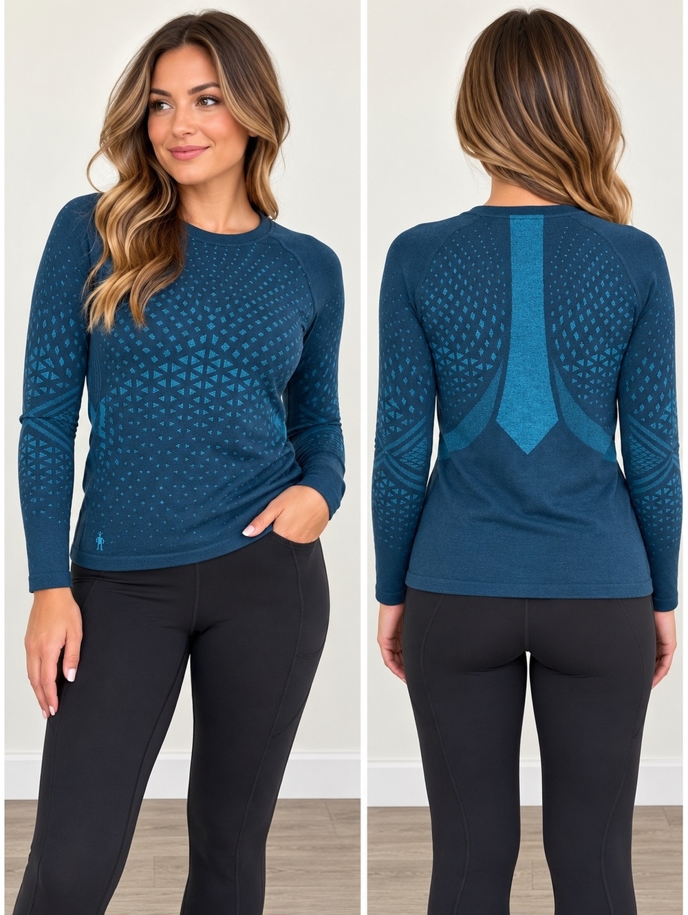 Smartwool Intraknit Merino Wool Base Layer XL Blue Ski Hiking Gorpcore Thermal